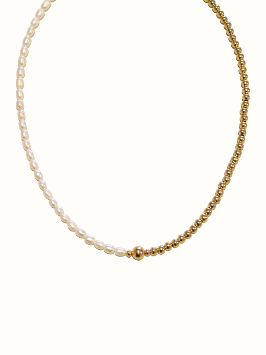 KİLİGİSTANBUL Half Pearl Half Chain Necklace - Trendyol