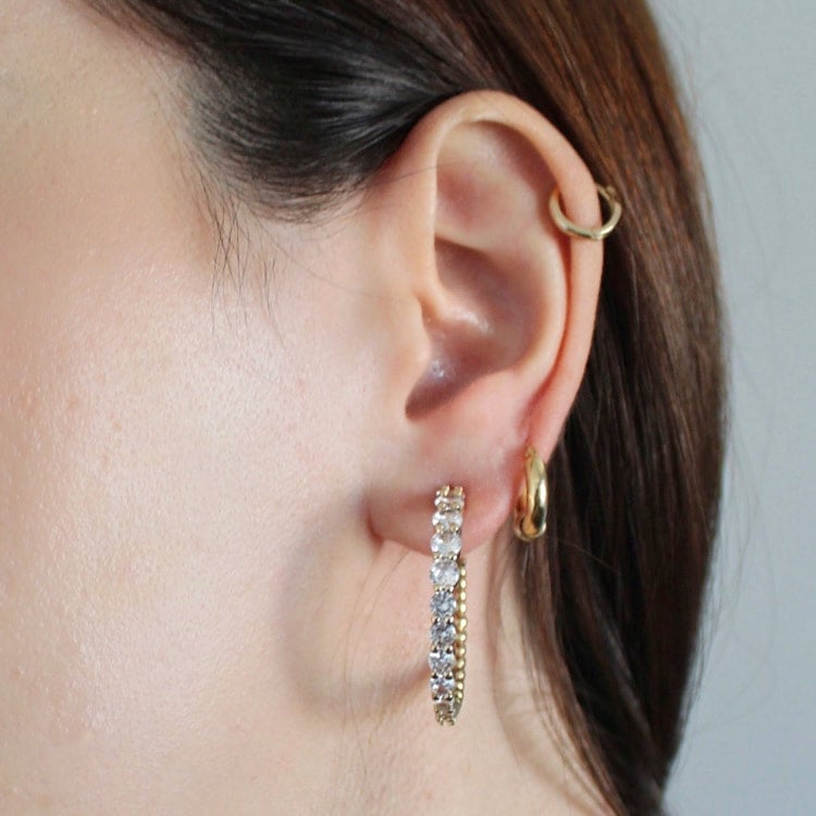 Mini Hoop Earrings  Grain of Sand by Aneth Handcrafted Jewelry